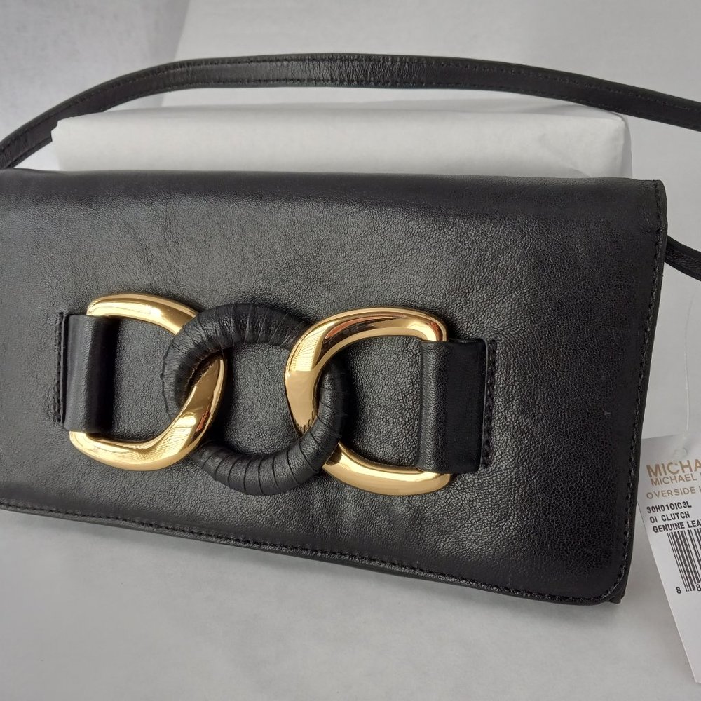 Michael Kors Oversized ID Chain Leather Clutch